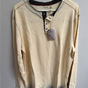 True Grit Men's Beige Long Sleeve Henley